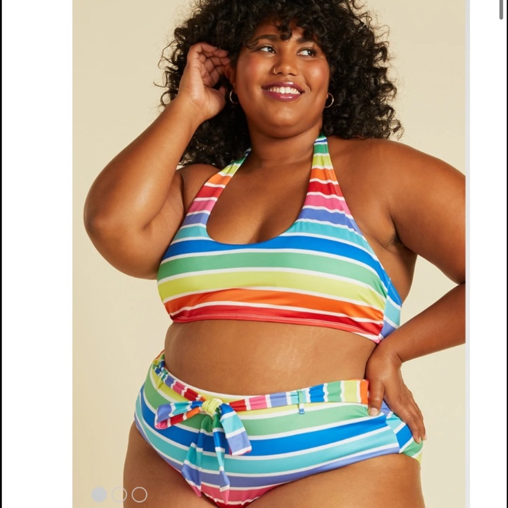 NWOT ModCloth The Ali Bikini Top -‎ Rainbow